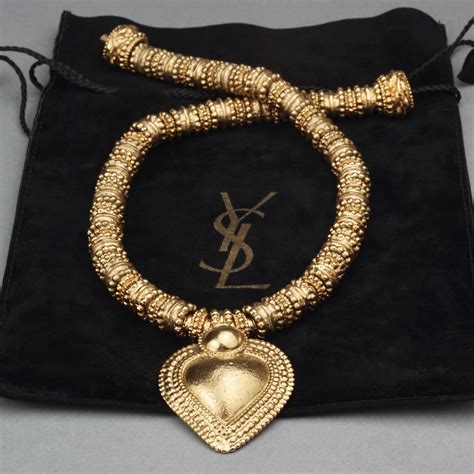 ysl heart necklace vintage|Vintage YVES SAINT LAURENT Ysl Heart Ethnic Link Necklace.